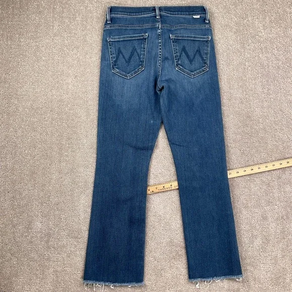 MOTHER Jeans Womens 28 Blue Insider Ankle Fray Sweet Lime Cropped Flare USA VTG - Picture 14 of 15